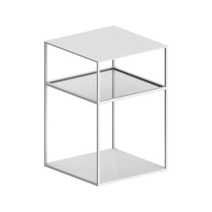 Slim Irony Triplet Beistelltisch 31x31cm mit Streckmetallgitter Weiß