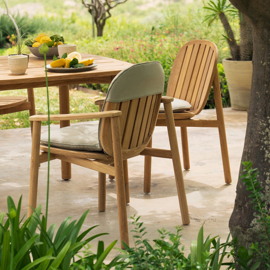 Twins Gartenstuhl Teak mit Sitzkissen Hellgrau