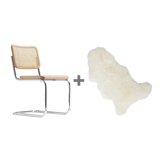 Aktionsset S 32 V Freischwinger Stuhl + Fell Natur
