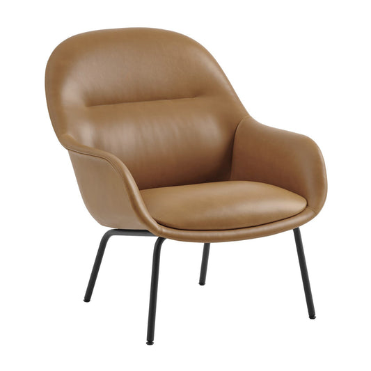 Fiber Lounge Armchair gepolstert mit Rohrgestell Leder
