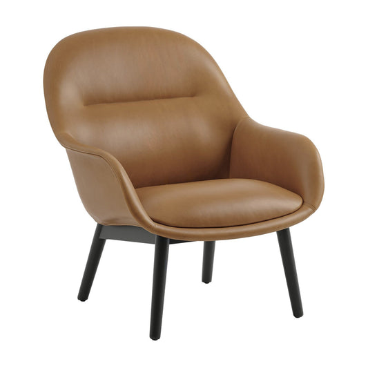 Fiber Lounge Armchair Holzgestell gepolstert Leder Schwarz