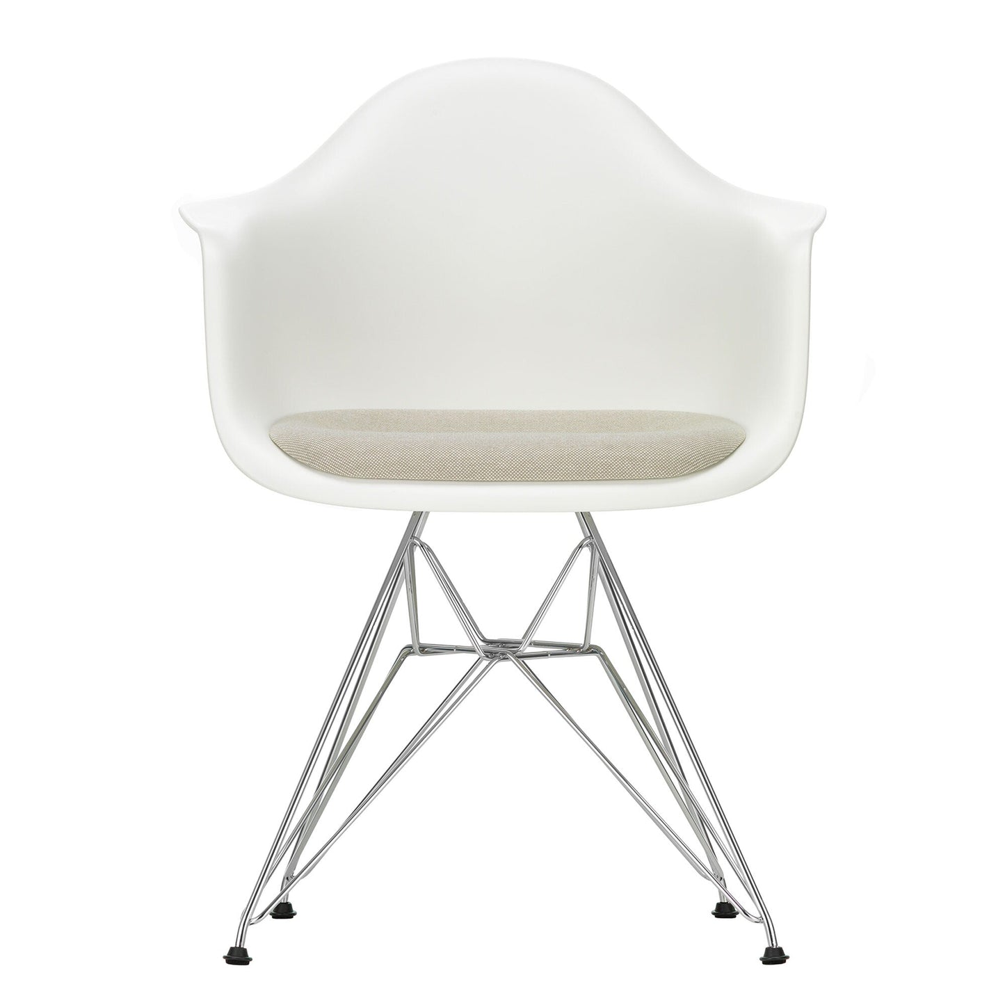 Eames Plastic Side Chair DAR gepolstert Gestell verchromt Schwarz