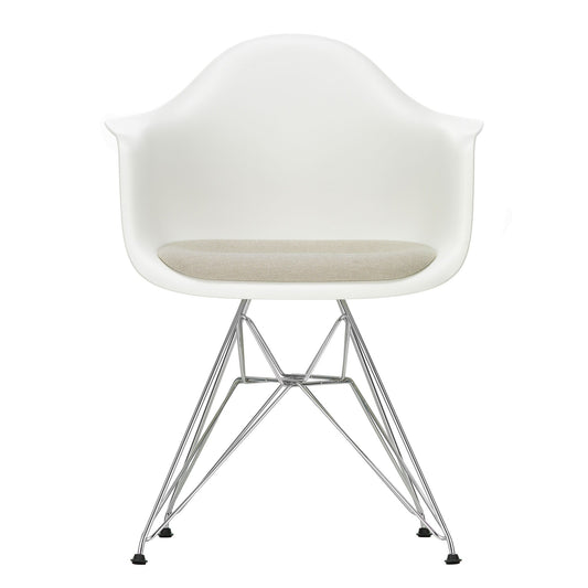 Eames Plastic Side Chair DAR gepolstert Gestell verchromt Schwarz