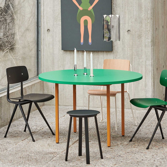 Two-Colour Esstisch Gestell Ocker Ø120cm Hellgrau