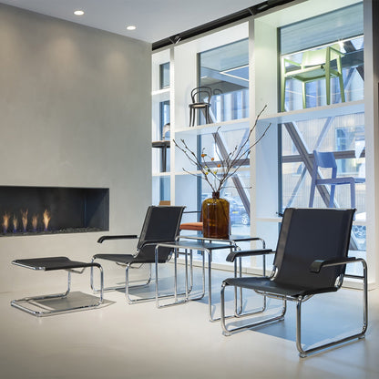 S 35 LH Fußhocker Kernleder Schwarz