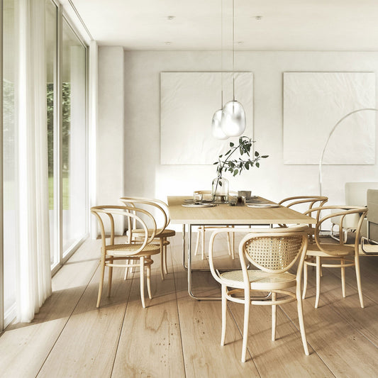209 Pure Materials Bugholz-Armlehnstuhl mit Rohrgeflecht Natur