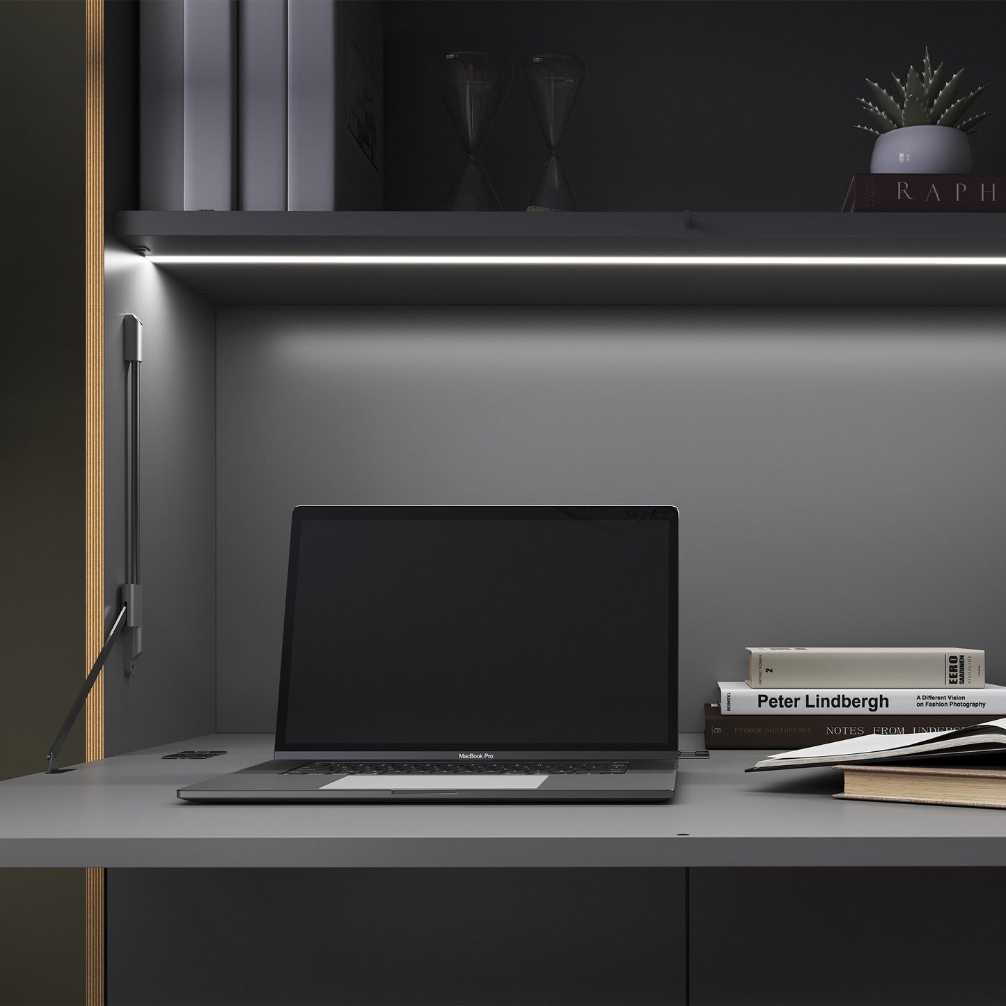 Flai Home-Office Sekretär magnetisch 118x36x136,3cm Anthrazit