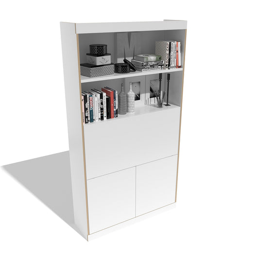 Flai Home-Office Sekretär Melamin 118x36x216,8cm Weiß