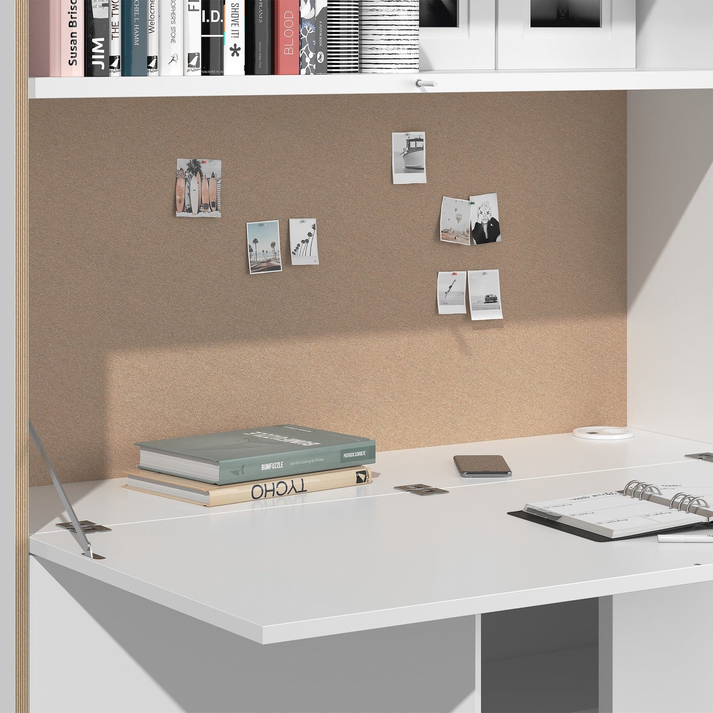 Flai Home-Office Sekretär Melamin 118x36x216,8cm Weiß