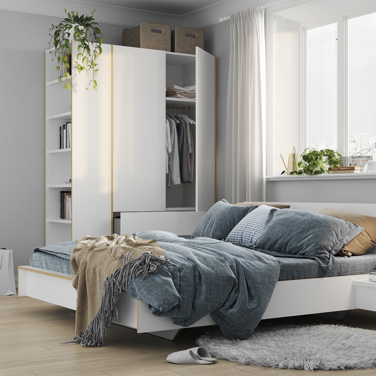 Flai Einzelbett Komforthöhe 140x200cm Anthrazit