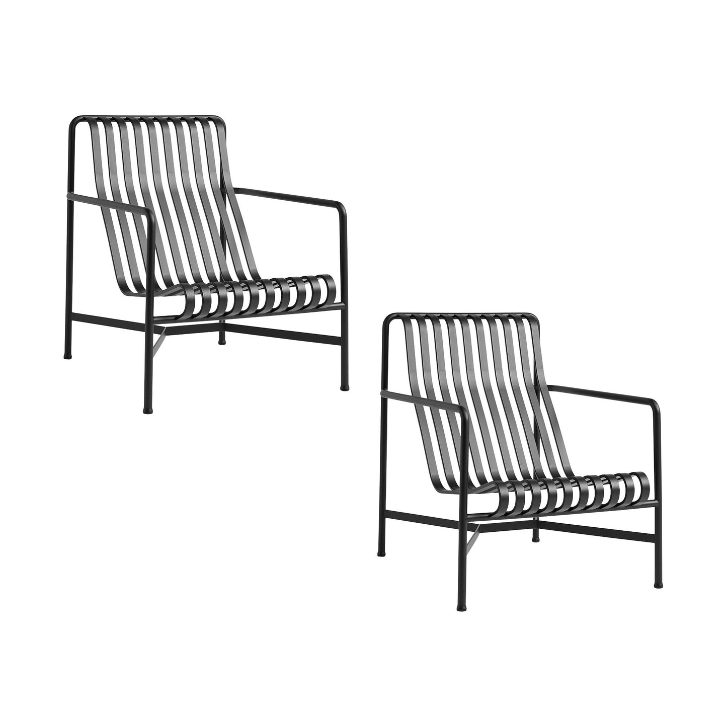 Palissade Garten Loungesessel hoch 2er Set Anthrazit