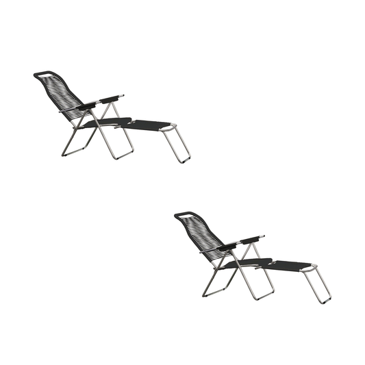 Spaghetti Liegestuhl 2er Set Schwarz
