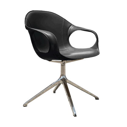 Elephant Dreharmlehnstuhl Kreuzfuß Leder Schwarz