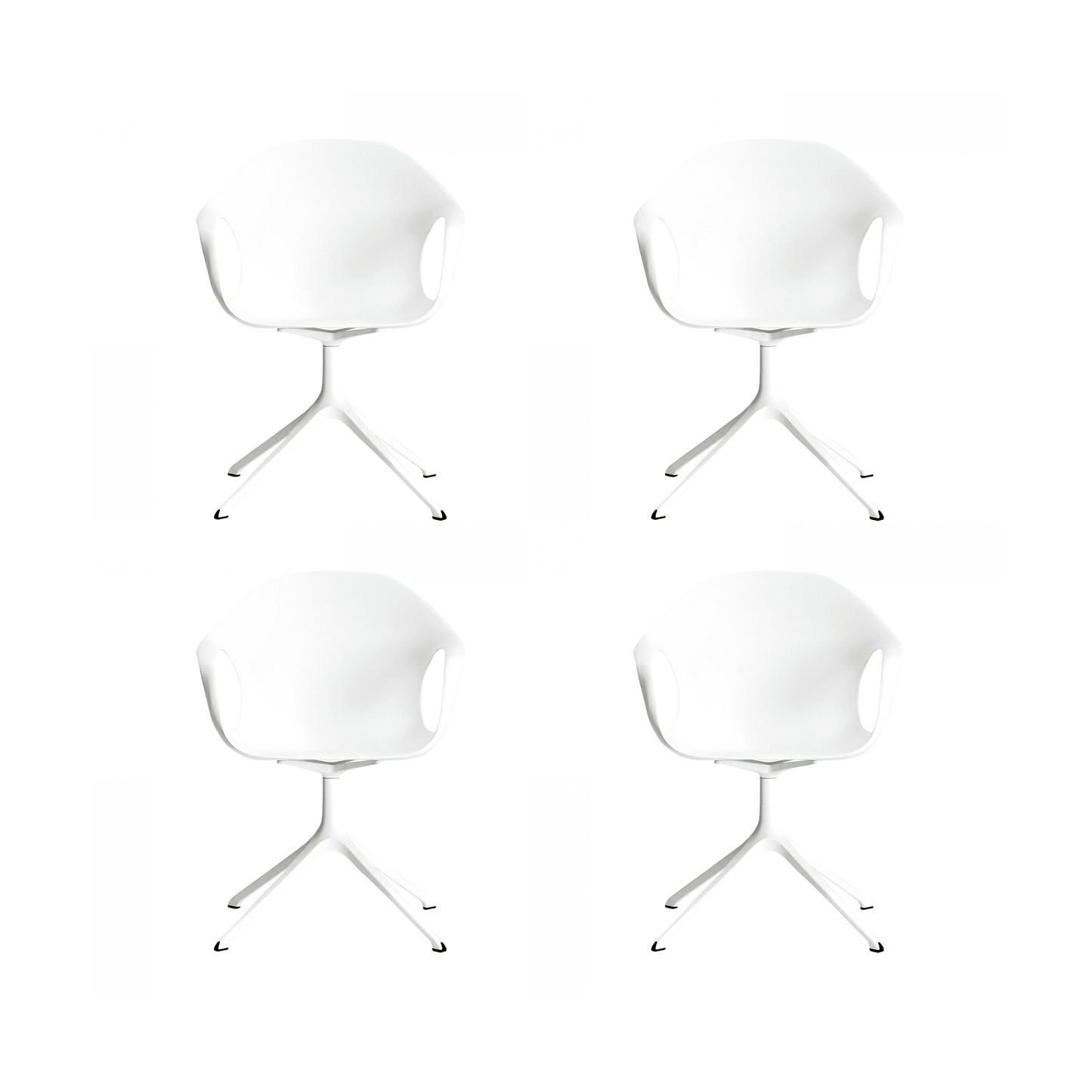 Elephant Armlehnstuhl Drehbar mit Kreuzfuß 4er Set Weiß