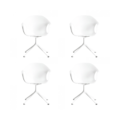 Elephant Armlehnstuhl Drehbar mit Kreuzfuß 4er Set Weiß