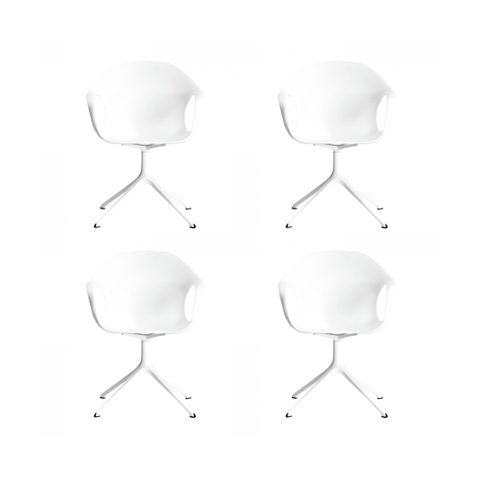Elephant Armlehnstuhl Drehbar mit Kreuzfuß 4er Set Weiß