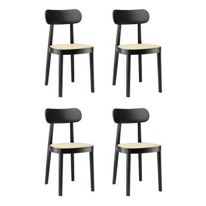 118 Stuhl mit Rohrgeflecht 4er Set Schwarz