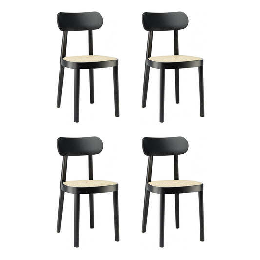 118 Stuhl mit Rohrgeflecht 4er Set Schwarz