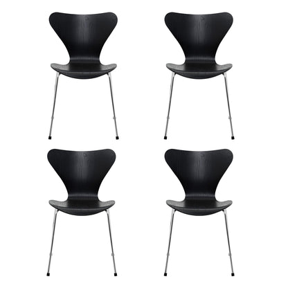 Serie 7™ Stuhl gefärbte Esche Gestell Verchromt 4er Set Schwarz