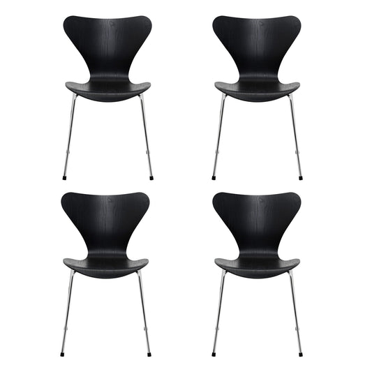 Serie 7™ Stuhl gefärbte Esche Gestell Verchromt 4er Set Schwarz