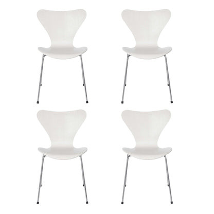 Serie 7™ Stuhl gefärbte Esche Gestell Verchromt 4er Set Weiß