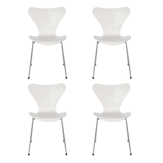 Serie 7™ Stuhl gefärbte Esche Gestell Verchromt 4er Set Weiß