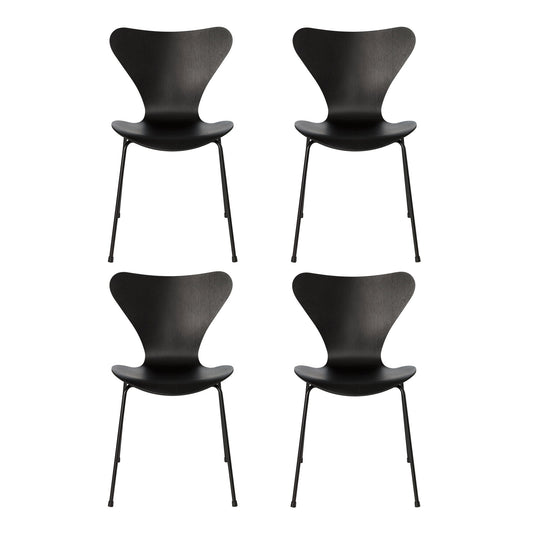Serie 7™ Stuhl gefärbte Esche Monochrom 4er Set Schwarz