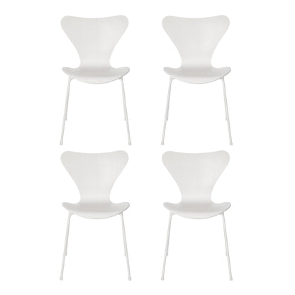 Serie 7™ Stuhl gefärbte Esche Monochrom 4er Set Weiß