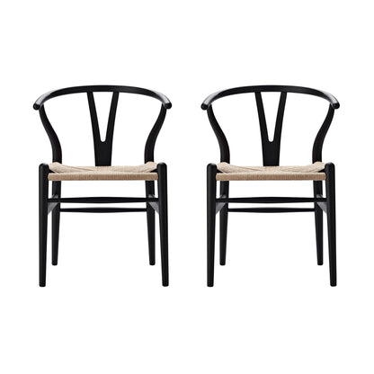 CH24 Soft Wishbone Chair Gestell Buche 2er Set Schwarz