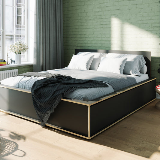 Spaze Doppelbett mit hohem Kopfteil 180x200cm Weiß
