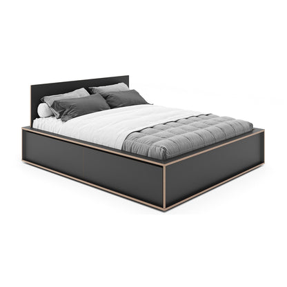 Spaze Doppelbett mit hohem Kopfteil 180x200cm Schwarz