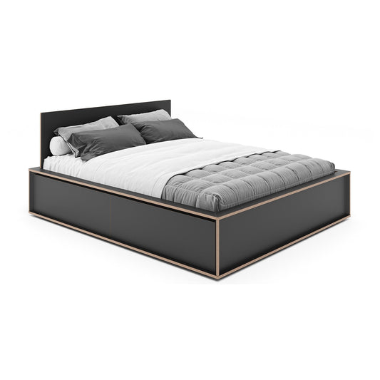 Spaze Doppelbett mit hohem Kopfteil 180x200cm Schwarz
