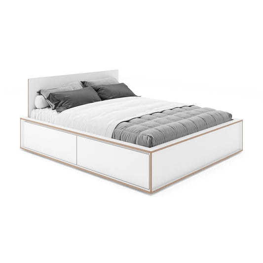 Spaze Doppelbett mit hohem Kopfteil 180x200cm Weiß