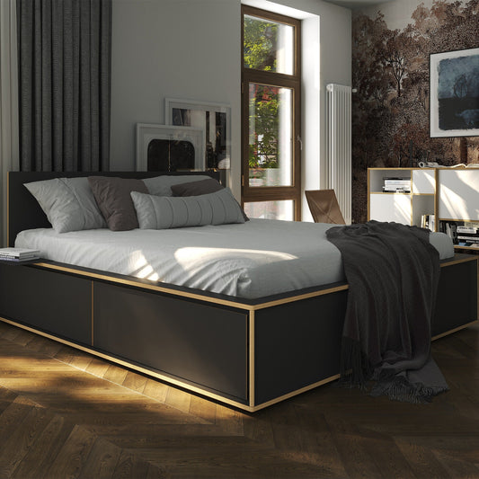 Spaze Doppelbett mit hohem Kopfteil 160x200cm Weiß