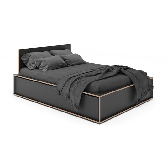 Spaze Doppelbett mit hohem Kopfteil 160x200cm Schwarz