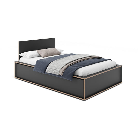 Spaze Einzelbett mit hohem Kopfteil 140x200cm Schwarz