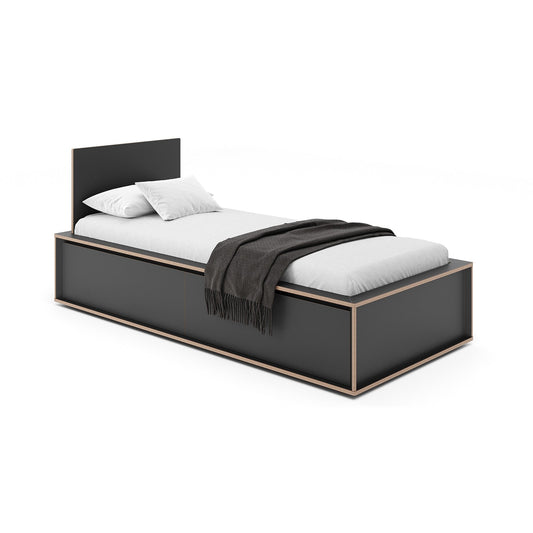 Spaze Einzelbett mit hohem Kopfteil 100x200cm Schwarz