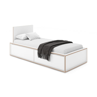 Spaze Einzelbett mit hohem Kopfteil 100x200cm Weiß
