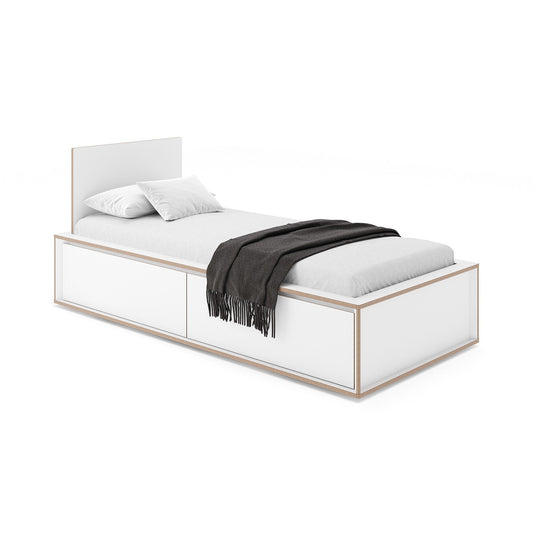 Spaze Einzelbett mit hohem Kopfteil 100x200cm Weiß
