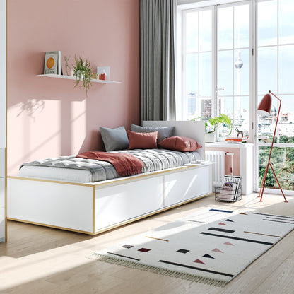 Spaze Einzelbett mit hohem Kopfteil 90x200cm Weiß