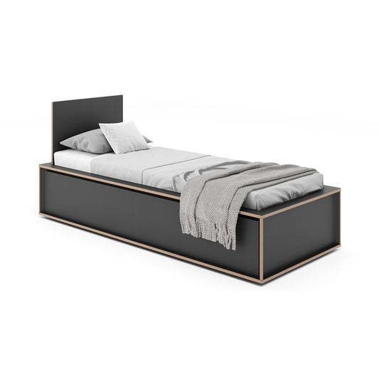 Spaze Einzelbett mit hohem Kopfteil 90x200cm Schwarz