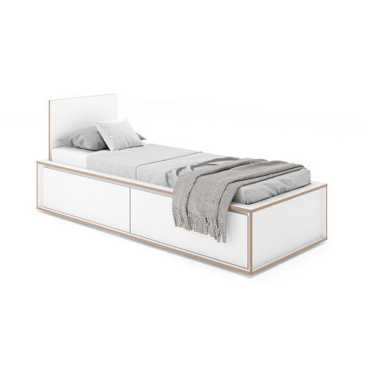 Spaze Einzelbett mit hohem Kopfteil 90x200cm Weiß