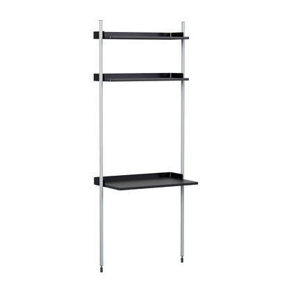 Pier System 11 Regal mit Schreibtisch Schwarz