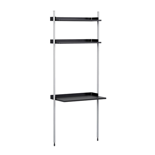 Pier System 11 Regal mit Schreibtisch Schwarz