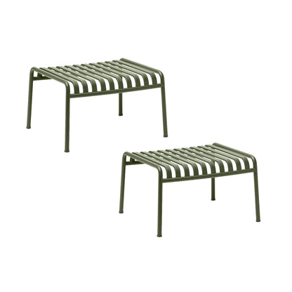 Palissade Ottoman/ Gartenbeistelltisch 2er Set Olivgrün