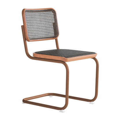 S 32 V Freischwinger Stuhl mit Rohrgeflecht Dark Melange