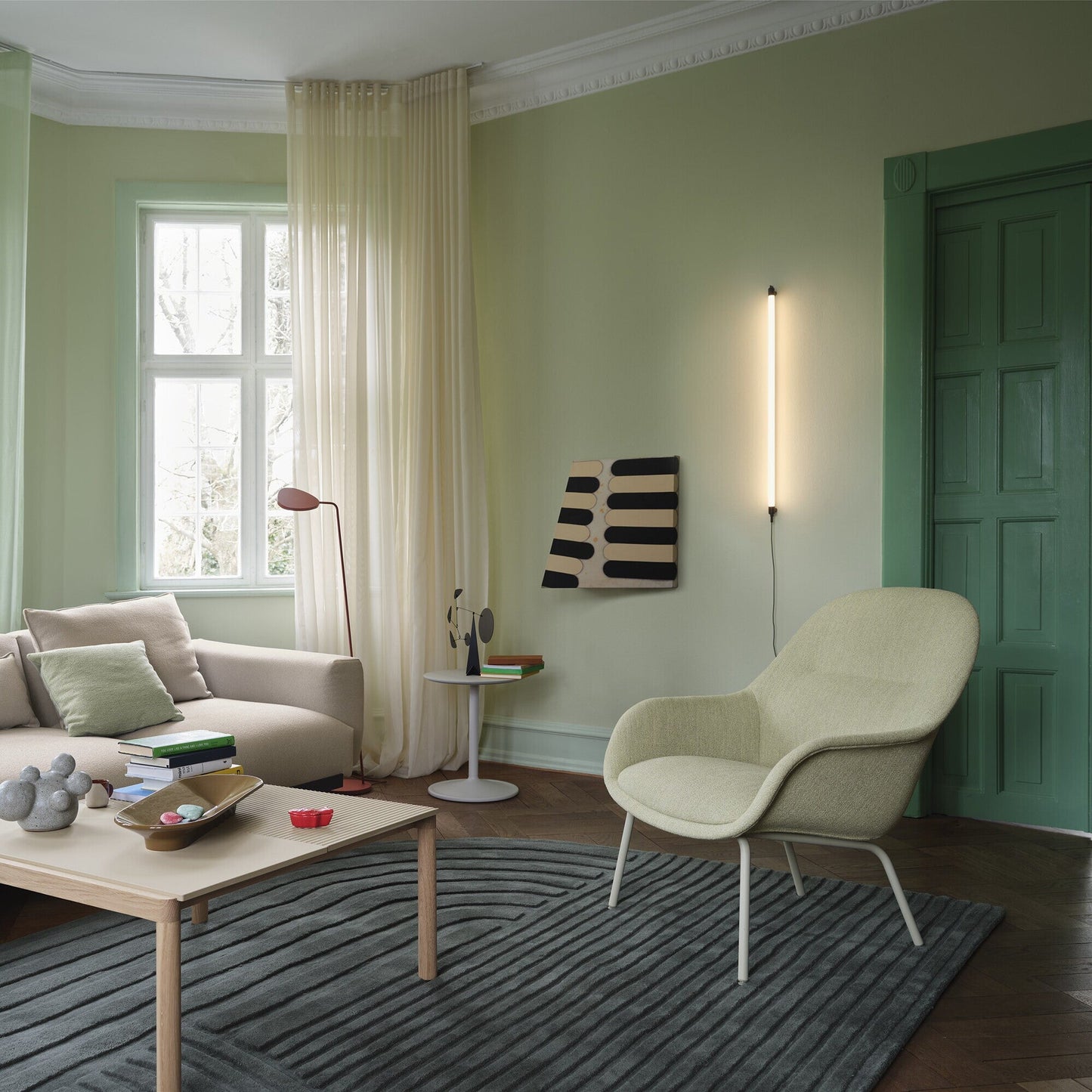 Fiber Lounge Armchair gepolstert mit Rohrgestell