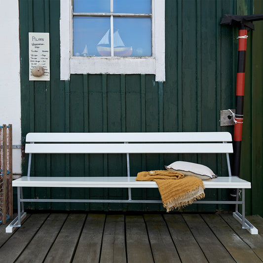 5 Gartenbank 204x77cm Eiche Weiß