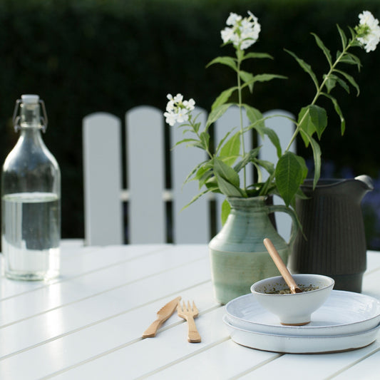 9A 100 Gartenesstisch Ø100cm Eiche Weiß