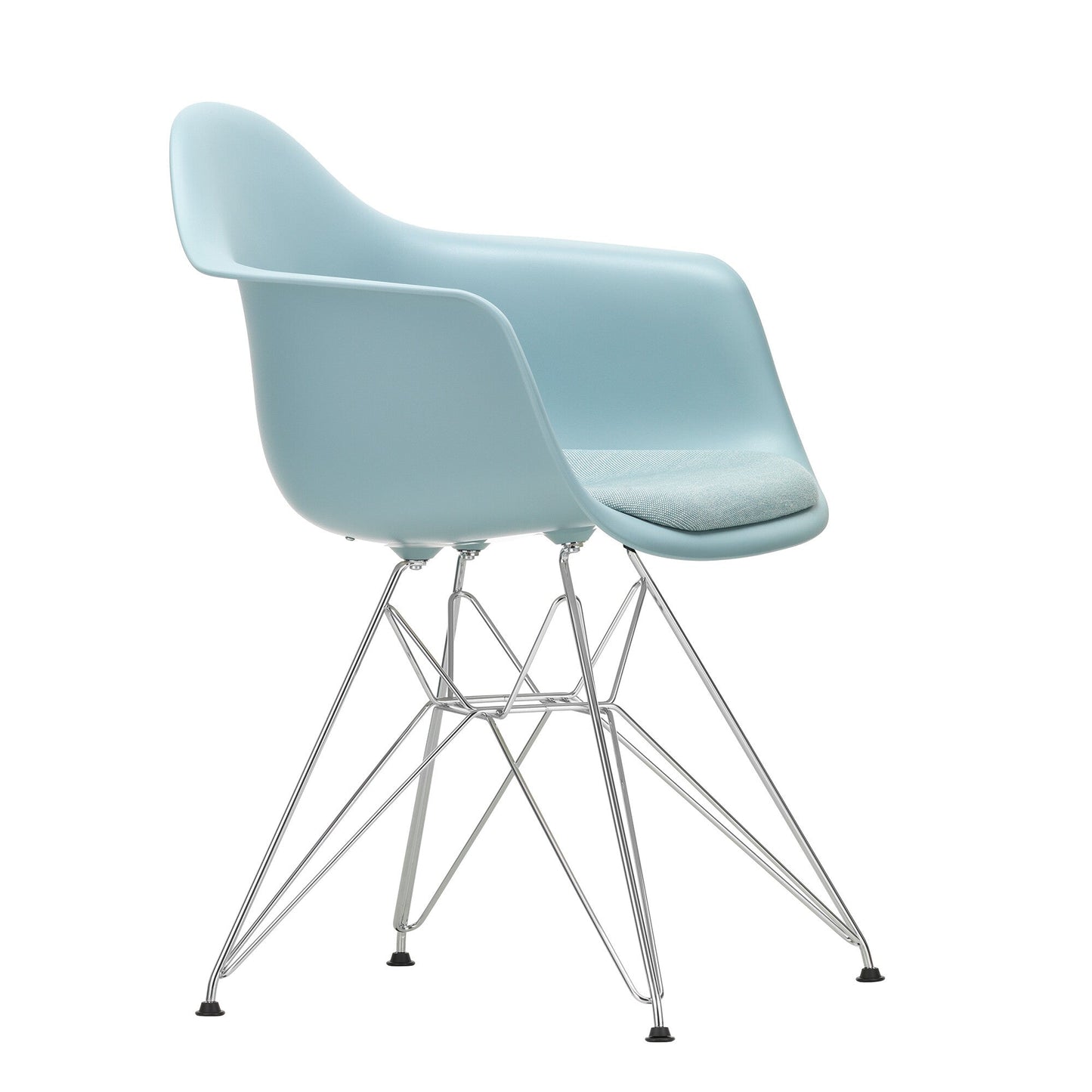 Eames Plastic Side Chair DAR gepolstert Gestell verchromt Schwarz